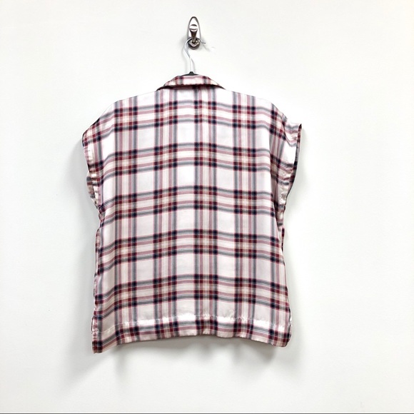Topshop Tall Plaid Blouse - Picture 2 of 8